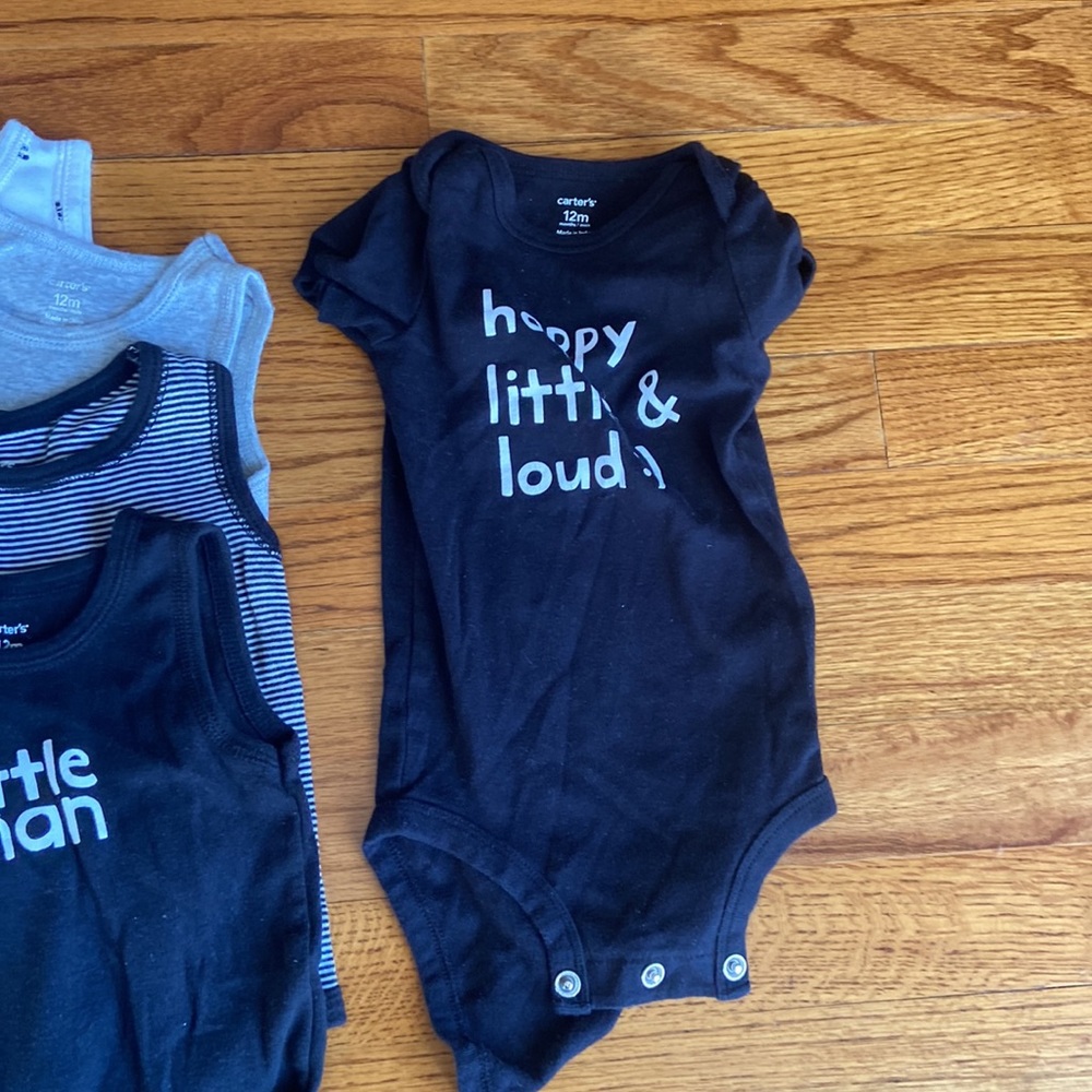 Carters Baby Bundle 12 Month Spring Summer Unisex Black Gray White - Picture 4 of 7